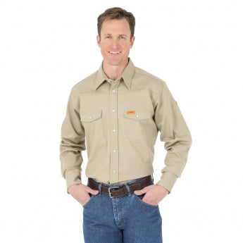 Wrangler® FR Flame Resistant Long Sleeve Twill Solid Shirt - Workmans Industrial Wear, Fire Retardant Clothing, New and Used Clothing